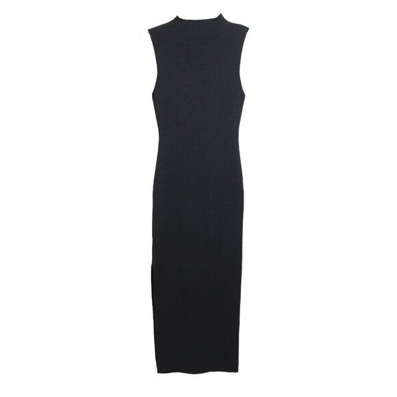 Merokeety Black Rib Knit Sleeveless Maxi Dress - Picture 1 of 14